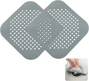 2 Pack Gray Silica Gel Hair Drain Catcher