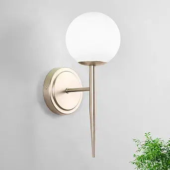 Brushed Nickel Bathroom Vanity Light Single-Head Wall Sconce with Milk White Globe Glass Shade Modern Bathroom Lighting Fixtures for Bedroom,Living Room,Hallway Entryway & Hotel Decor(Exclude G9 Bulb)