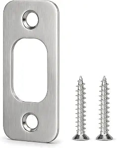 Round Corner Deadbolt Strike Plate, 1" X 2 1/4 Door Backplate, Stainless Steel  1 Pack, Brushed Nickel