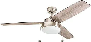 Prominence Home Statham, 52 Inch Contemporary Indoor LED Ceiling Fan with Light, Pull Chain, Dual Mounting Options, Modern Dual Finish Blades, Reversible Motor - 51018-01 (Espresso)