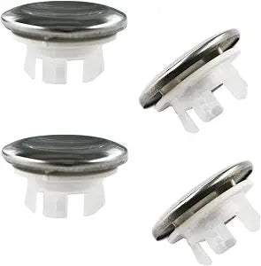 4 Pack Sink Basin Overflow Trim Ring Solid Chrome Bathroom Sink Trim Overflow Cover Insert in Hole Round Caps, Double Layer Concave Copper (Silver)