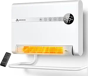 Wall Heater, Space Heater for Bedroom, 1500W PTC Fast Heating Electric Heaters for Indoor Use, 30┬░ Oscillation, Adjustable Thermostat, 24H Timer, Remote Control, Desk or Wall Mounted Heater for Office