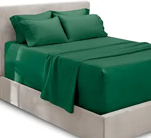 Hearth & Harbor Extra Deep Pocket Sheet Sets, Luxury Soft 6 Piece Bed Sheet Set Fits Mattress 18-24 Inches - Queen, Hunter Green