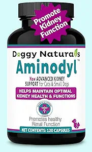 Aminodyl Kidney Support Supplement 400mg for Cats & Small Dogs - Supports Natural Kidney Function with Amino Vastly Promotes Health, Wellbeing & Vitality of Kidneys - 120 Sprinkle Capsules. U.S.A