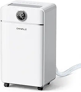 CHIVALZ 1500 Sq.ft Dehumidifier for Basement with Drain Hose, 25 Pints Dehumidifiers for Home, Bedroom, Bathroom, RV, 40dB, Intelligent Humidity Control, 3 Modes, 24H Timer, White 1Pack