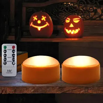 2-Pack Halloween Pumpkin Lights with Remote/Timer - Orange Pumpkin Lights LED Battery Operated Halloween Decor - Jack-O-Lantern Outdoor Decorations