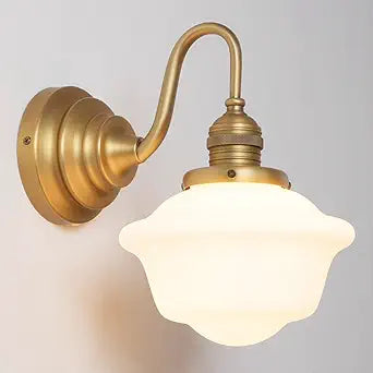 Vintage Wall Sconces Antique Brass Gold Bathroom Vanity Light with Milk Glass Hardwire Wall Sconce Light Lamp for Bathroom Mirror Living Room Bedroom Kitchen Indoor