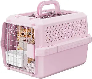RIZZARI Pet Carrier for Small Dogs & Cats, Airline Approved Travel Carrier | Airline Approved Size,Durable Metal Door,Top Carry Handle,Ventilated Design,Includes Feeding Bowl