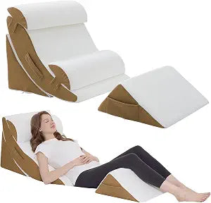 Wedge Pillow Set for After Surgery  5PCS Orthopedic Bed Wedge Pillow Set for Sleeping, Body, Back and Leg Pain Relief Comfortable & Adjustable Support Pillows-Anti Snoring (Coffee)