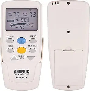 Anderic RR7096TR Thermostatic Ceiling Fan Remote Control Replacement for Hampton Bay CHQ7096T | Reverse, Fan Auto, Timer, Light Dimmer | 303 MHz | Works with UC7067FCRX, UC70960TX