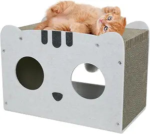 Cat Houses for Indoor Cats, Cozy Cat Beds for Indoor Cats,Cat Bed Cave, Felt Cat Cave Condo for Large Cats Up to 22 Lbs, Scratch Resistant Gray Hideaway (White, 18.5 * 11.2 * 13.1)