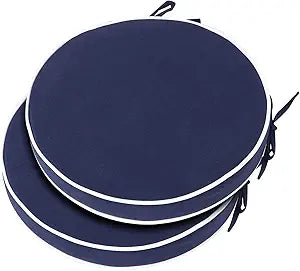 Outdoor Bistro Chair Cushions Set of 2, Waterproof 15 inch Round Seat Cushions with Ties for Patio Deck Furniture