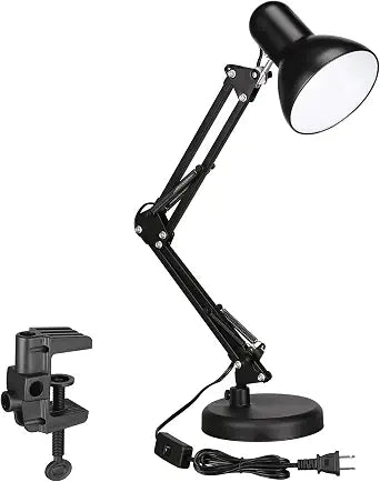 TORCHSTAR Metal Desk Lamp, Adjustable Swing Arm, E26, Black