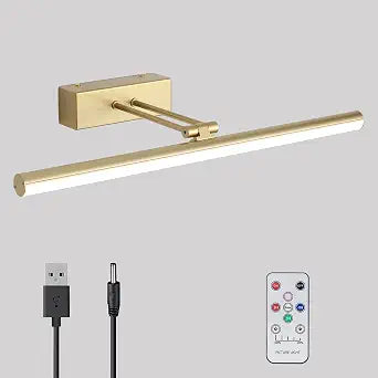 Battery Operated Picture Light,5200mAh Picture Lights for Wall with Remote,16 inch Art Light for Paintings, Gallery Lighting for Photo,Mirror,Artwork Frame,Portrait(Gold)