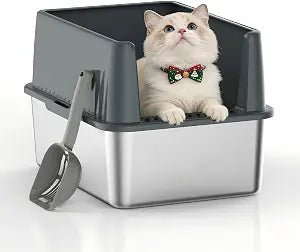 Stainless Steel Cat Litter Box, 11.8" High-Sided Litter Pan for Kittens & Small Cats, Easy to Clean Non-Stick Design, Low Entry, Stainless Steel Won't Absorb Odors