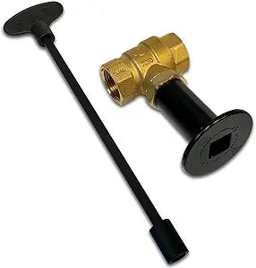 Midwest Hearth Gas Fire Pit Key Valve Kit - 3/4" NPT, 1/2" NPSM Floor Plate - Flat Black