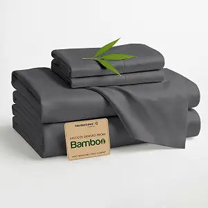 SGI bedding Hotel Quality Luxury King Sheet Set 4 Piece  100% Organically Grown Bamboo Viscose, Ultra Soft, Cooling & Moisture-Wicking, 18-Inch Deep Pocket, Premium Dark Grey Sheets