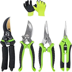 4-Pack Bypass Pruning Shears, Titanium Steel Blade,With Gardening Gloves,Shears Stainless, Ergonomic Hand Pruning Shears for Trees, Plants (Shears Gardening Tool Kit)