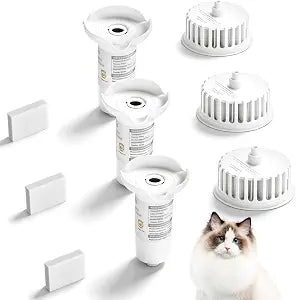 9 Pack Cat Water Fountain Filters Replacement Filters Set CS Composite Filters & PW Pleated Filters & Pre-Filter Sponges for 3.8L/128oz Automatic Pet Fountain Dog Water Dispenser