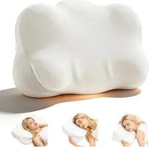 Cloud Pillow, Ergonomic Memory Foam for Neck Pain Relief, Contoured Support for Side and Back Sleepers, Soft Sleep Pillow for Cervical Alignment and Pressure Relief(White)