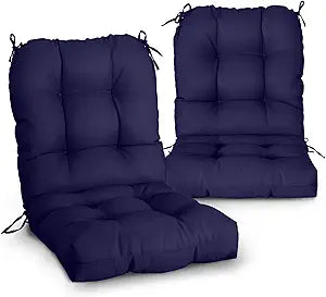 EAGLE PEAK Tufted Outdoor/Indoor Seat/Back Chair Cushions, 2 Pack, 42'' x 21'', Dark Blue