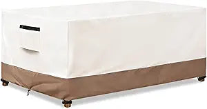 Rectangle Outdoor Table Cover Waterproof Heavy Duty Patio Furniture Covers, Rectangle Outdoor Dining Table Cover - 60" W x 38" D x 28" H (Beige & Brown)
