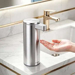 Automatic Liquid Soap Dispenser Touchless: Stainless Steel Hand Soap Dispenser Auto - Free Touch Electric Soap Dispenser Rechargeable with Sensor for Kitchen, Bathroom, Commercial (Silver)