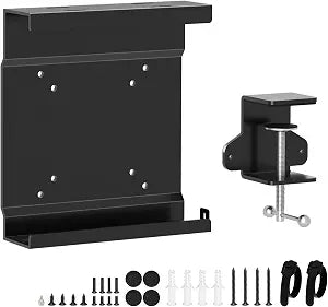 Mini PC Mount for Dell with Desk Clamp Micro PC VESA Wall Under Desk Mount and C-Clamp Desktop Mount for Dell OptiPlex MFF Mounting Bracket for Dell Micro PC 7050 7080 5070 3000 7060 3060 9020 QCM1250
