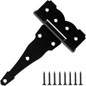 6 Pack Heavy Duty Barn Gate Door Hinges 8 Inch Thick 2.5 mm T- Strap Farm Shed Hinges for Wood Fence Garden Outdoor Attic Windows Basement Storage Factory Mobile Home Decorative Black Hinge Hardware