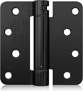 Haidms 12 Pack Spring Hinge 4 Inch Matte Black Self Closing Door Hinges with 1/4'' Radius Corner Adjustable Tension for Residential & Heavy-Duty Door Hardware