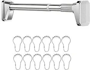 Silver Shower Curtain Rod 27 to 47 Inch,Heavy-Duty inner Lock Stainless Steel Telescopic Rod,1.2-Inch Diameter Bathroom Anti-Rust And anti-Slip Tension Rod Without Drilling,Convenient to Use