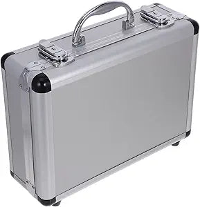 12.5" Aluminum Briefcase with Lock, Metal Hard Case with Foam for Men Women, Portable Locking Tool Box for Camera Small Equipment Cash and Documents, Silver (12.6x9.1x4.3in)