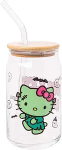 Silver Buffalo Sanrio Hello Kitty Halloween Spooky, Glass Tumbler, 16oz