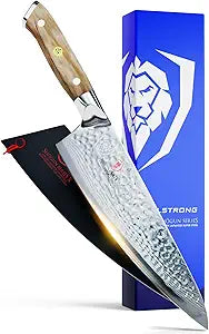 Dalstrong Chef Knife 8 inch Blade - AUS-10V Japanese Steel - Full Tang - Olive Wood Handle - Chef's Knife - Shogun Series - Razor Sharp Kitchen - Professional Premium Sheath