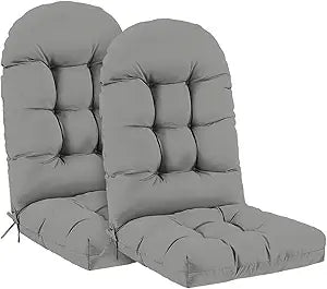 Outdoor Adirondack Chair Cushions Set of 2, 44x19x4 Inch Rocking Chair Cushion, High Back Patio Soft Seat Pad with Ties, Indoor Outside Use, Fade-Resistant & Waterproof, Light Gray
