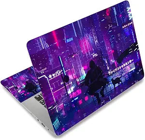 Anime Neon Laptop Notebook Skin Sticker Cover Decal, 12 13 13.3 14 15 15.4 15.6 inch Laptop Vinyl Skin Sticker Cover Art Protector Decal Universal, Purple Warrior Cat