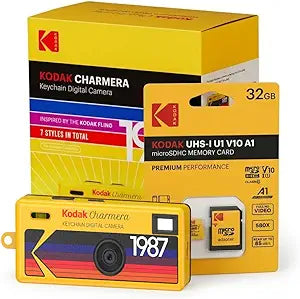 Kodak Charmera Key Chain Digital Camera (Random Style Blind Box, Single Camera) with 32GB Memory Card Bundle (2 Items)