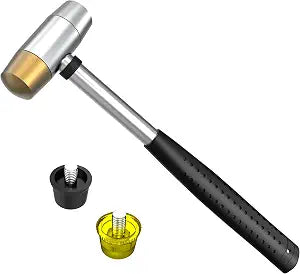 Small Brass Hammer,4 Interchangeable 1-Inch Heads,Jewelry Mallet Premium