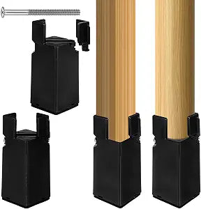 Adjustable Bed Risers Furniture Risers 4Pack with Screw Clamp.Table Desk Chair Risers.Bed Risers 4Inch Fit Furniture's Square/Round Leg Diameter from 0.8''1.6'' (4Inch Black)