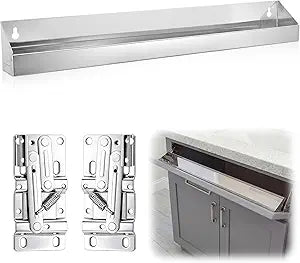 1 Set 31 Inch Stainless Steel Sink Drawer Tip Out Tray Kit Include Tip-Out Sink Trays and Hinges Large Pull Out Storage Organizer for Kitchen Bathroom Base Cabinets