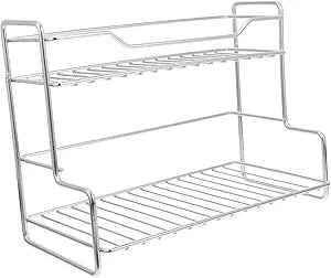 Stainless Steel Double-Layer Makeup Organizer Rack for Bathroom Countertop Storage Easy to Assemble Multi-Functional Shelf for Kitchen and Bedroom Use