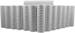25 Pack String Wound Sediment Water Replacement Filter Cartridges Whole House 5 Micron 10 x 2.5 by CFS