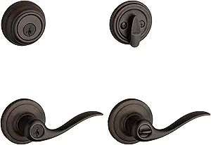 Kwikset 991 Tustin Entry Lever and Single Cylinder Deadbolt Combo Pack featuring SmartKey in Venetian Bronze (99910-041)
