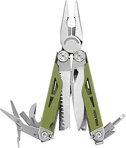 Multitool, 21-in-1 Multi Tool Pliers with Safety Locking and Spring-Action Scissors, Heavy-duty Stainless Steel Multi-tool Set with Nylon Sheath for Work, Home, Garden, DIY & Auto, Olive Green