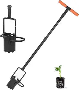 BARAYSTUS Bulb Planter Tool Long Handle, Tulip Bulb Planter Tool with Serrated Base & Double Pedal, Soft T Grip Sod Plugger, Heavy Duty Bulb Planter Tool for Digging Holes Sowing Plant Bulb