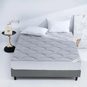 YOUR MOON Cooling Mattress Pad Queen Size, Soft Breathable Pillow Top Mattress Topper for Hot Sleepers, Quilted Fitted Bed Cover with 8-16 Deep Pocket, 500GSM(Gray)