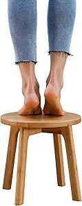 GOBAM Bamboo Step Stool, 11.8 inches - Portable Wooden Stool for Adults, Kids, Kitchen, Bathroom, Bedroom, Toy Room - 300 lbs Capacity
