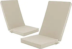 Outdoor Adirondack Chair Cushions Set of 2 - Removable Covers, Water-Repellent, Fade-Resistant, Non-Slip Bottom & Securing Straps, Universal Fit for Most Adirondack & Rocking Chairs - Cream