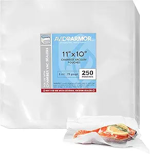 Avid Armor Chamber Vacuum Sealer Bags  Heavy Duty, BPA-Free, Pre-Cut Chamber Vacuum Bags for Food Preservation, Freezer Storage, Sous Vide and more, 250/Pack (11x10)  Multi-Use Vacuum Bags