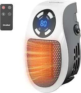GiveBest Programmable Space Heater with LED Display, Remote Wall Outlet Electric Heater with Thermostat and Timer for Home Office Bathroom Indoor Use, Small Plug in 350&450 Watt Heater, ETL Listed